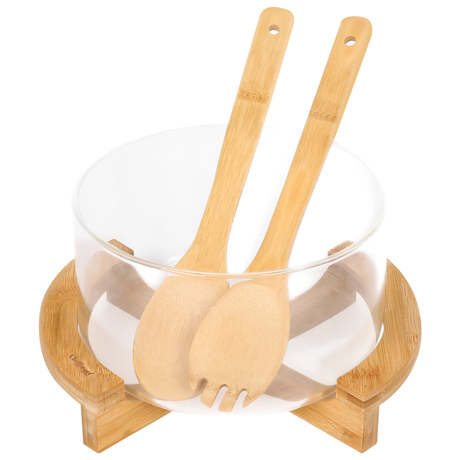 Saladier en Verre Base Bambou Cheffinger - Mathon - 1