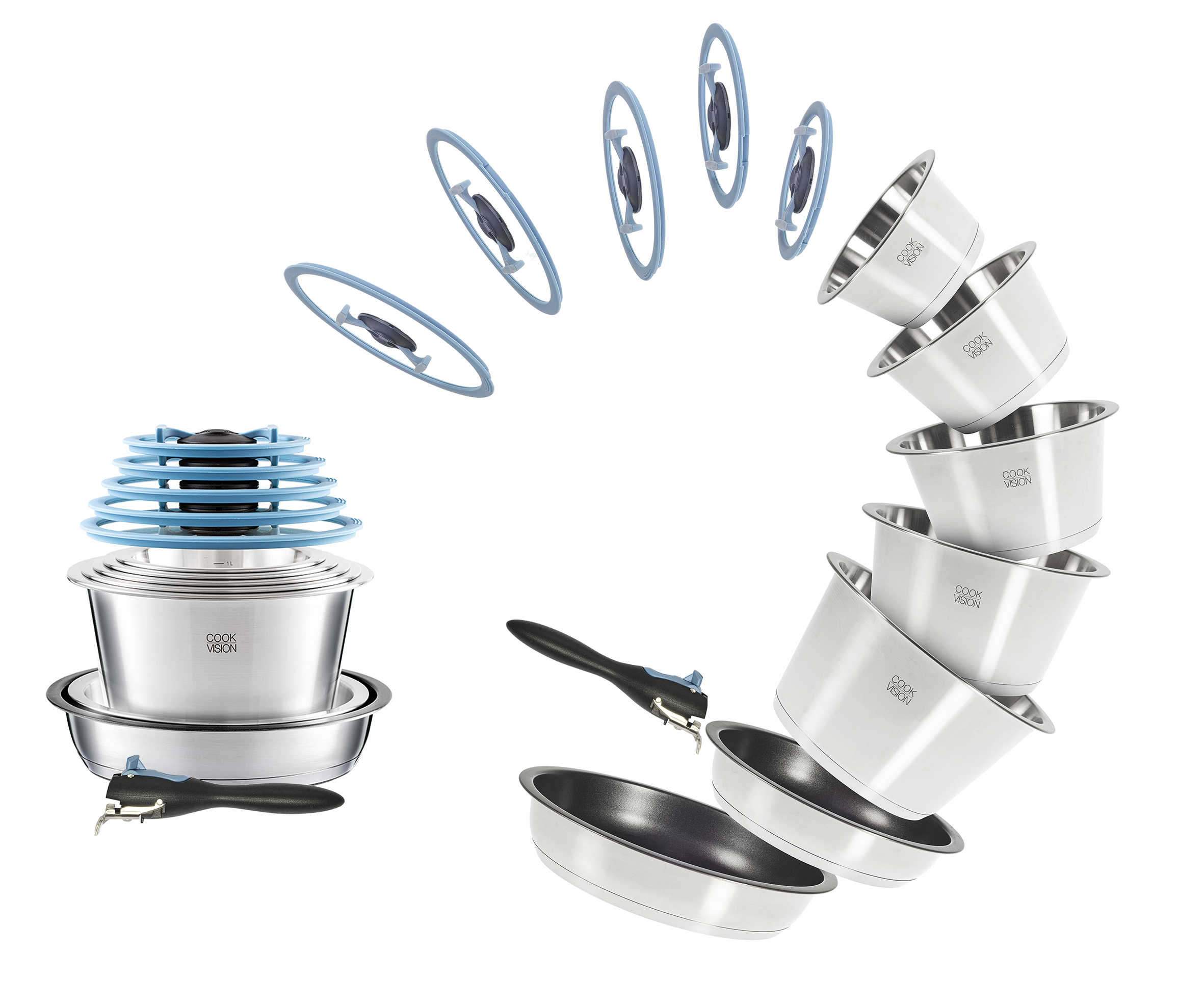 Set de 10 pièces avec couvercle noir Cookvision - Mathon - 2