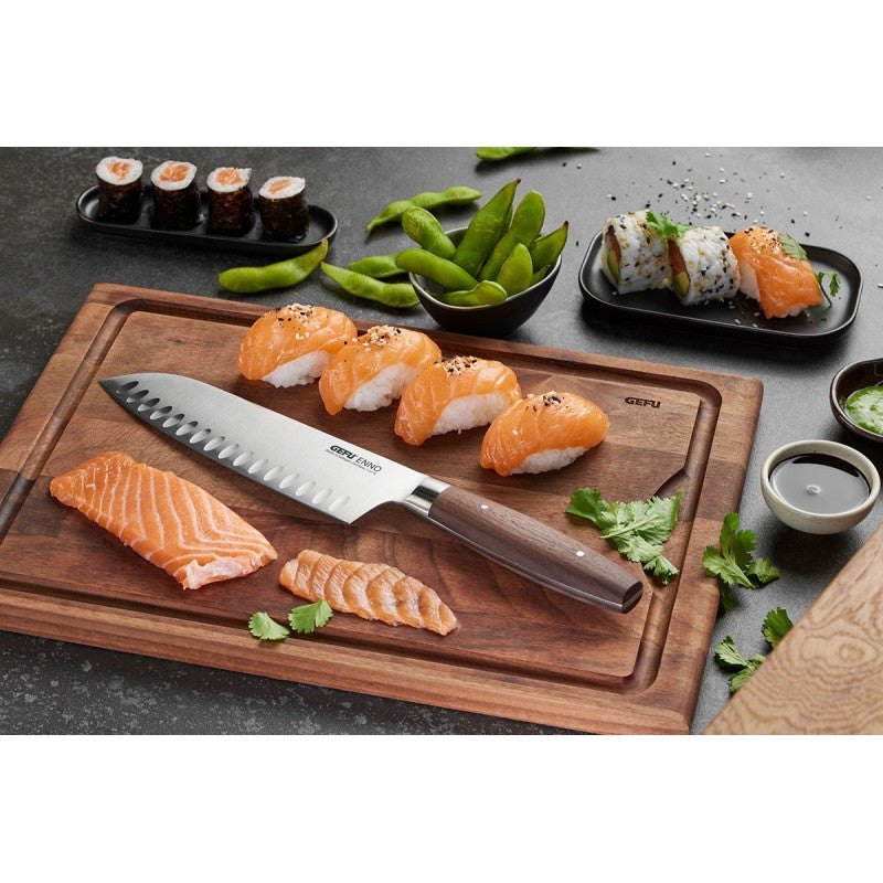 Couteau Santoku alvéolé Enno 18 cm avec lame cannelée en acier Gefu - Mathon - 2