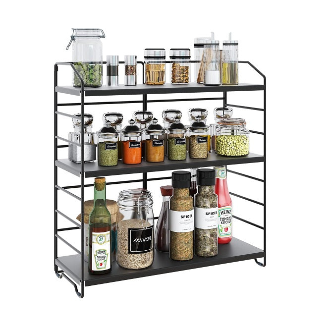 Étagères à Épices à 3 Niveaux noir Vendos85 - Mathon