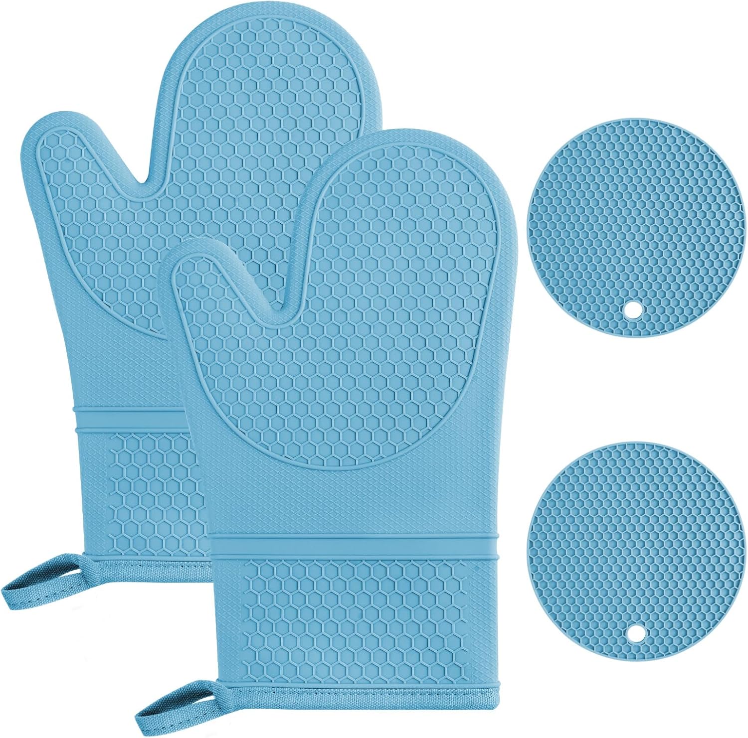 Gants de Cuisine Silicone Anti-Chaleur 29 cm bleu Vendos85 - Mathon