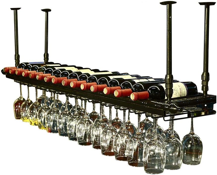 Étagère à vin suspendue plafond en métal réglable 11 bouteilles Vendos85 - Mathon