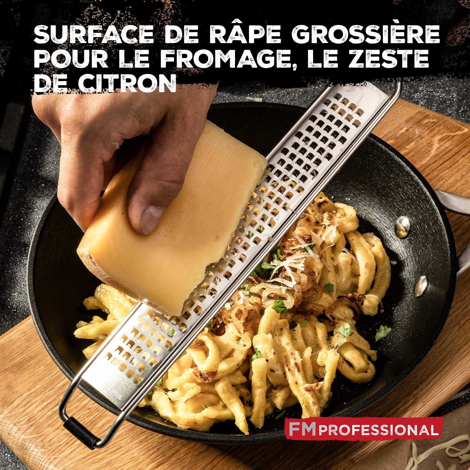 Duo Râpe à zeste longue à gros grain avec couvercle de protection 42 cm et Râpe à parmesan et sa boîte de rangement 19 cm  Gourmet Fackelmann - Mathon - 6