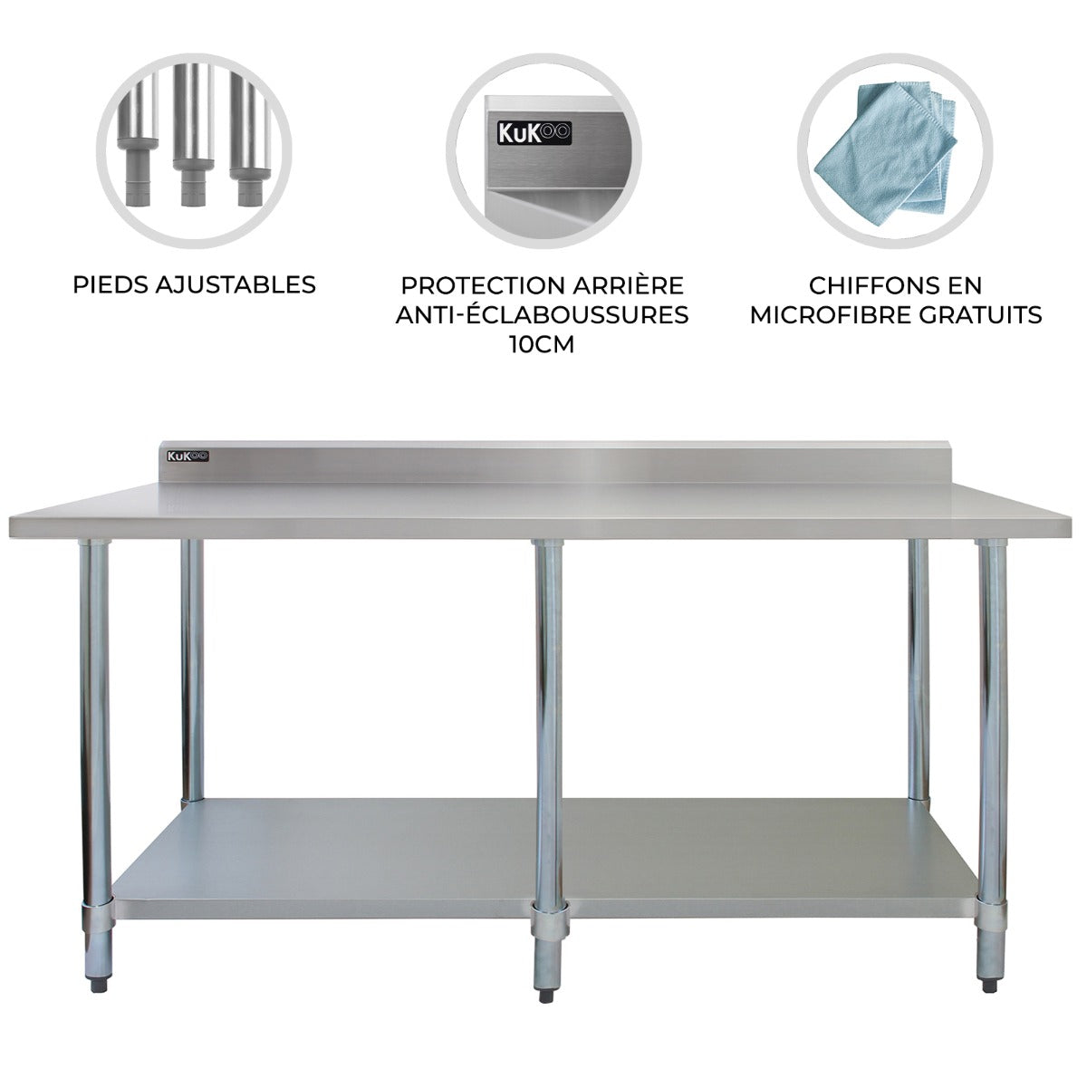 Table de Travail pour Cuisine en Inox - 210 cm Kukoo - Mathon - 3