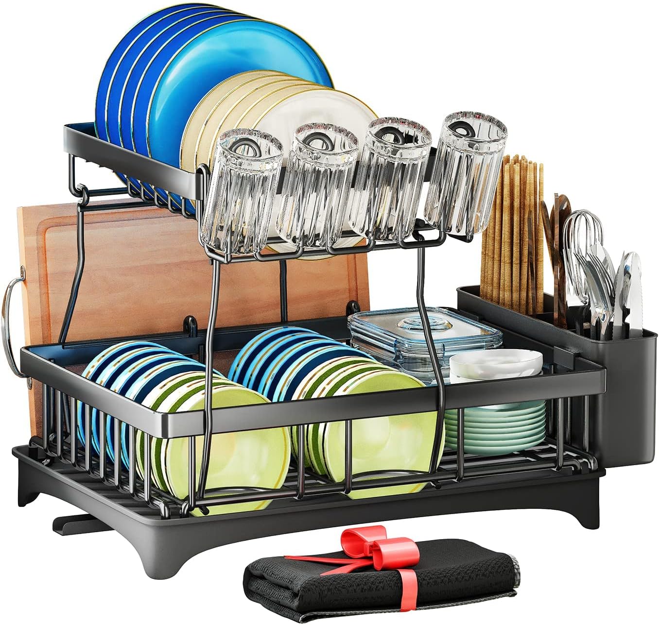 Égouttoir Vaisselle Détachable à 2 Niveaux noir Vendos85 - Mathon