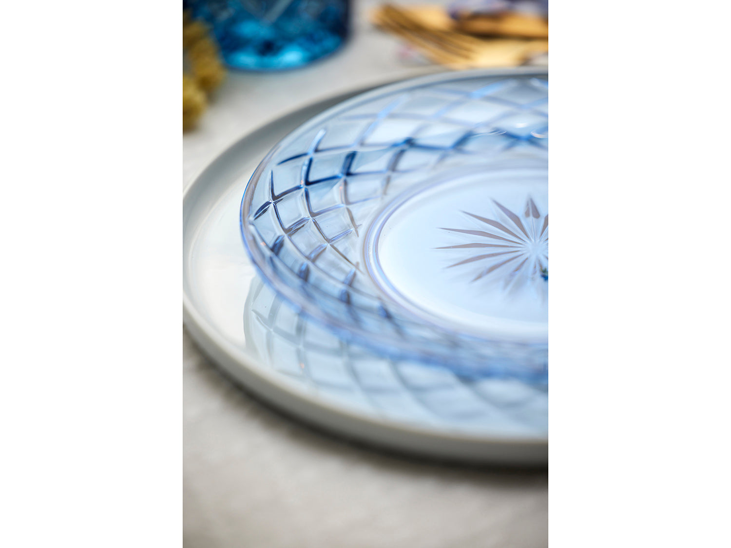 Set de 4 assiette SORRENTO en verre Bleu Lyngby Glas - Mathon - 6