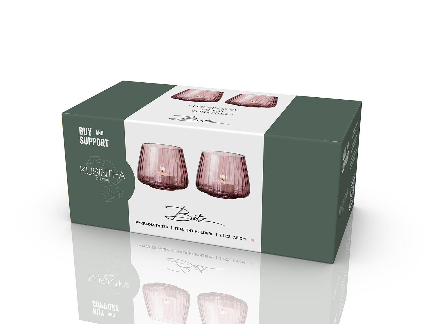 Set de 2 photophores KUSINTHA en verre Rose Bitz - Mathon - 6