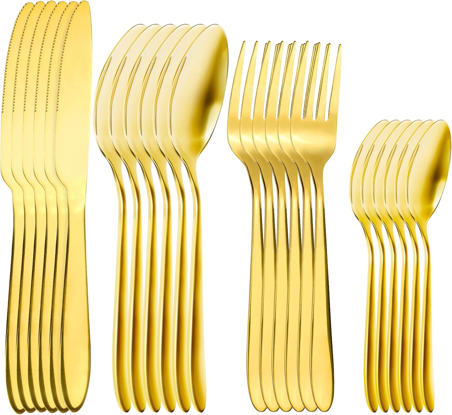 Ménagère 24 pièces pour 6 personnes passe au lave-vaisselle et poli miroir doré Vendos85 - Mathon