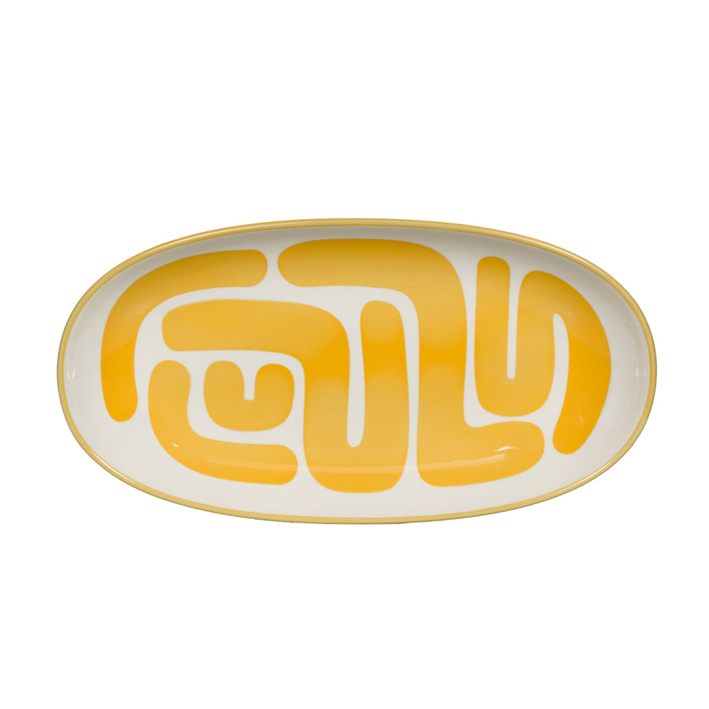 Plat ovale Lulli jaune 30x15 cm Table passion - Mathon - 1