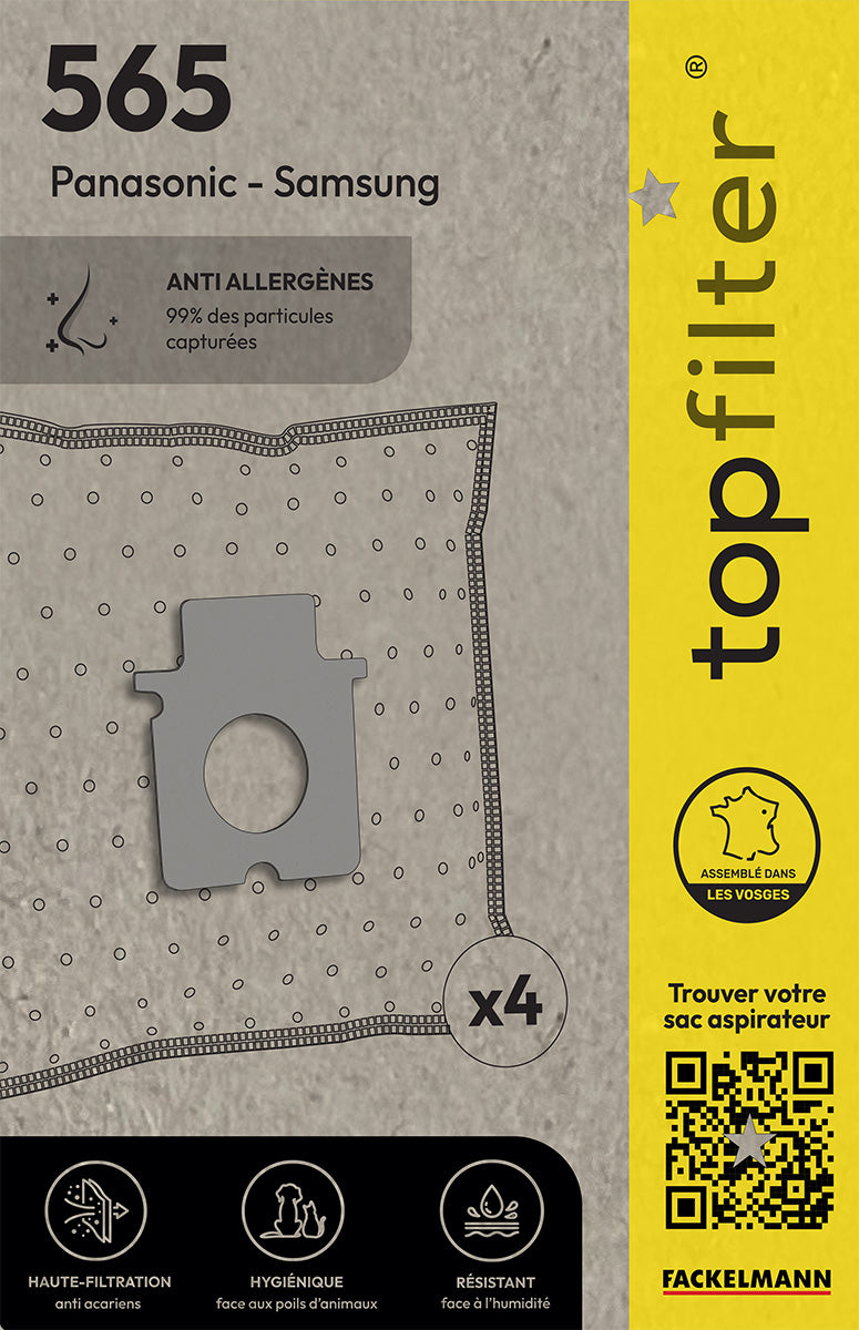 Lot de 4 sacs aspirateur pour Samsung et Panasonic TopFilter Premium TopFilter - Mathon - 1