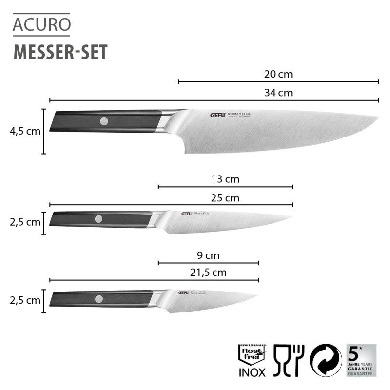 Set de couteaux ACURO, 3 pièces Gefu - Mathon - 2