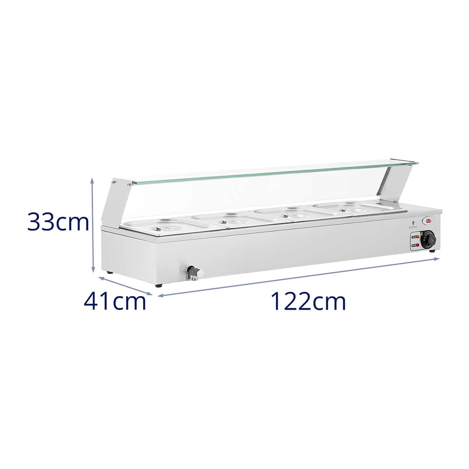 Bain-marie chauffe-plat bain-marie vitrine bain-marie professionnelle 2 000 watts 4 x GN 1/2 robinet de vidange  14_0004223 - Mathon - 6