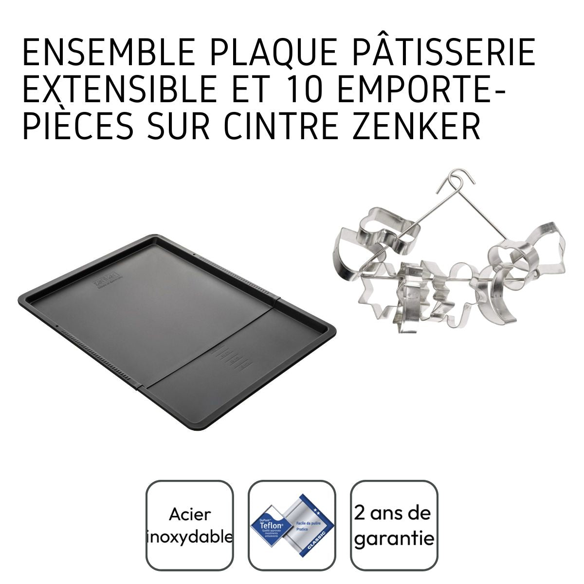 Ensemble avec plaque à pâtisserie extensible et 9 emporte-pièces sur cintre Zenker Zenker - Mathon - 4
