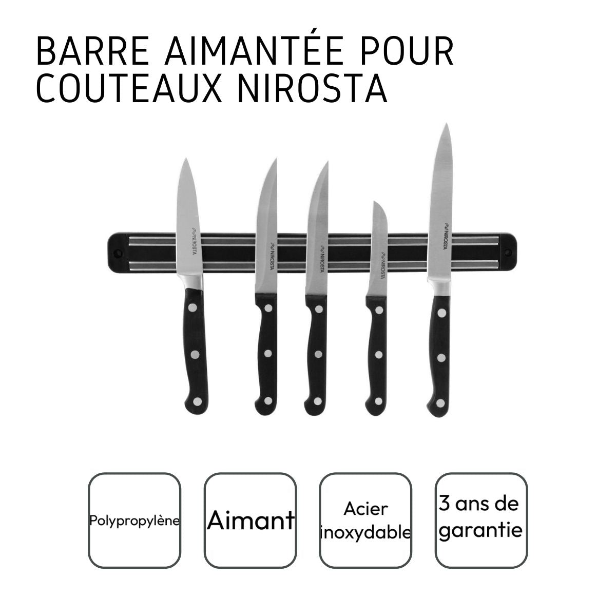 Ensemble de 2 Barres aimantées pour Couteaux et ustensiles en métal  Divers Nirosta - Mathon - 5