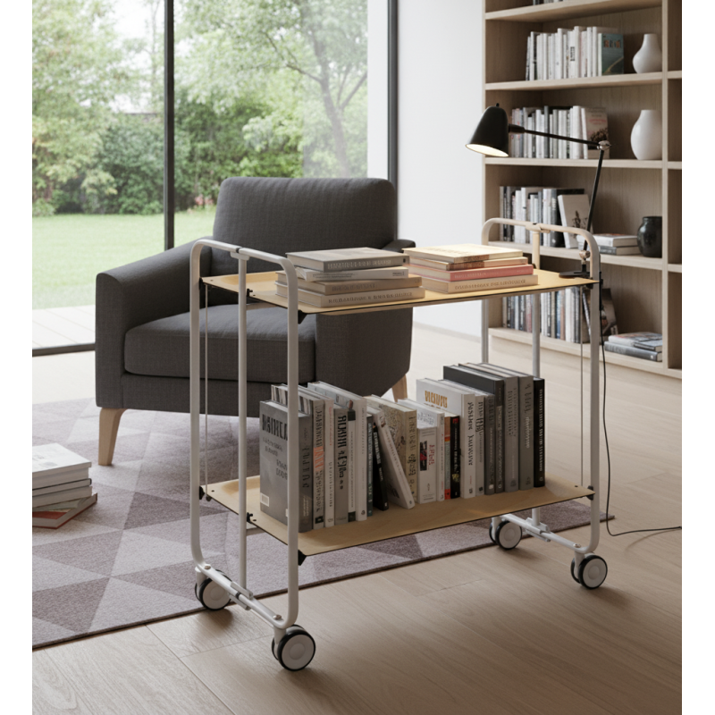 Desserte pliante 2 niveaux avec roulettes – structure gris aluminium, bauhaus Don Hierro - Mathon - 3