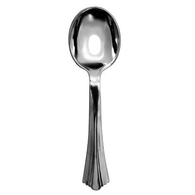 25Pcs - Cuillère à dessert plastique PS argenté "Régence"  145 FirstPack - Mathon