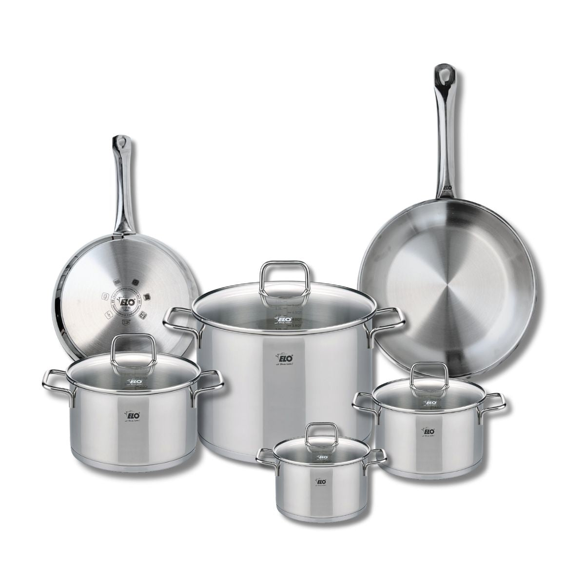 Ensemble de 2 Poêles de cuisson 24 et 28 cm et 4 faitouts 14, 16, 20 et 26 cm  Profi Citrin Elo - Mathon - 1