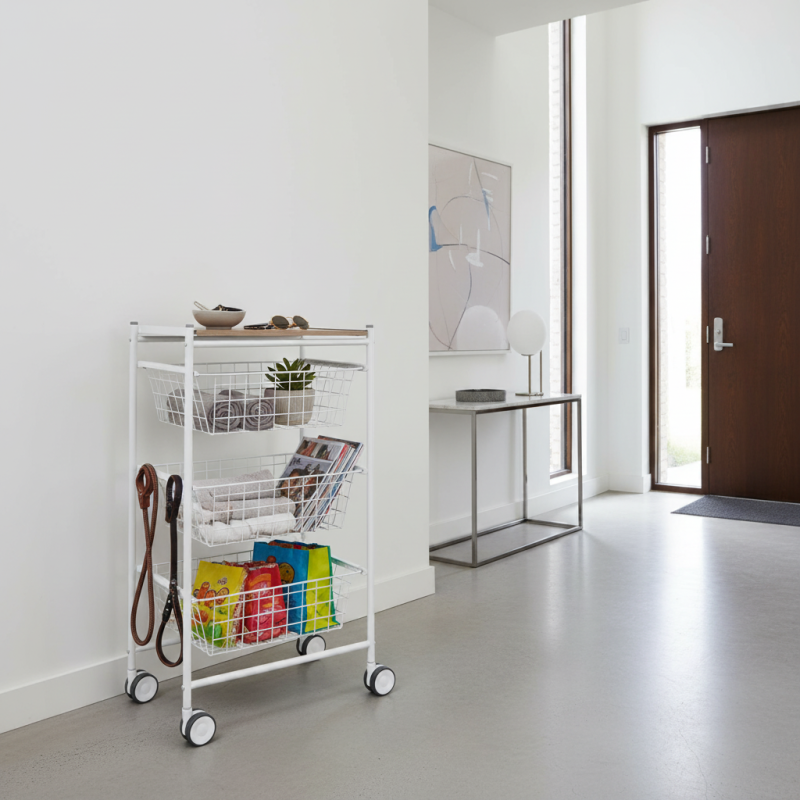 Desserte de cuisine axo, 3 grands paniers coulissants, blanc-hêtre Don Hierro - Mathon - 8