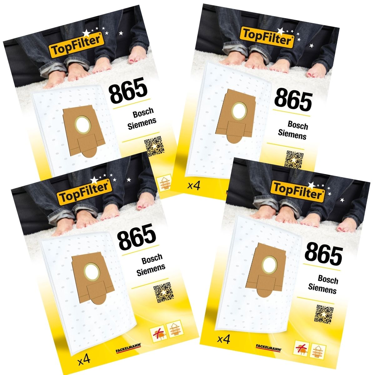 Lot de 4 packs de 4 sacs aspirateur 64865 pour Bosch TopFilter Premium TopFilter - Mathon - 1
