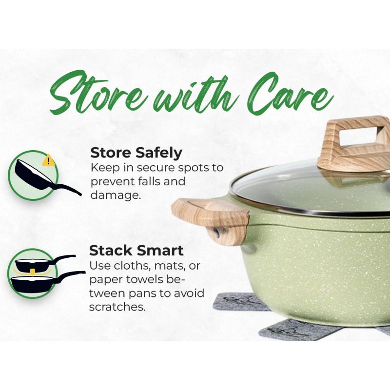 Batterie de cuisine 15 pièces Antiadhésif en Granit vert - Tous feux dont induction Just perfecto JL-787 Just Perfecto - Mathon - 4