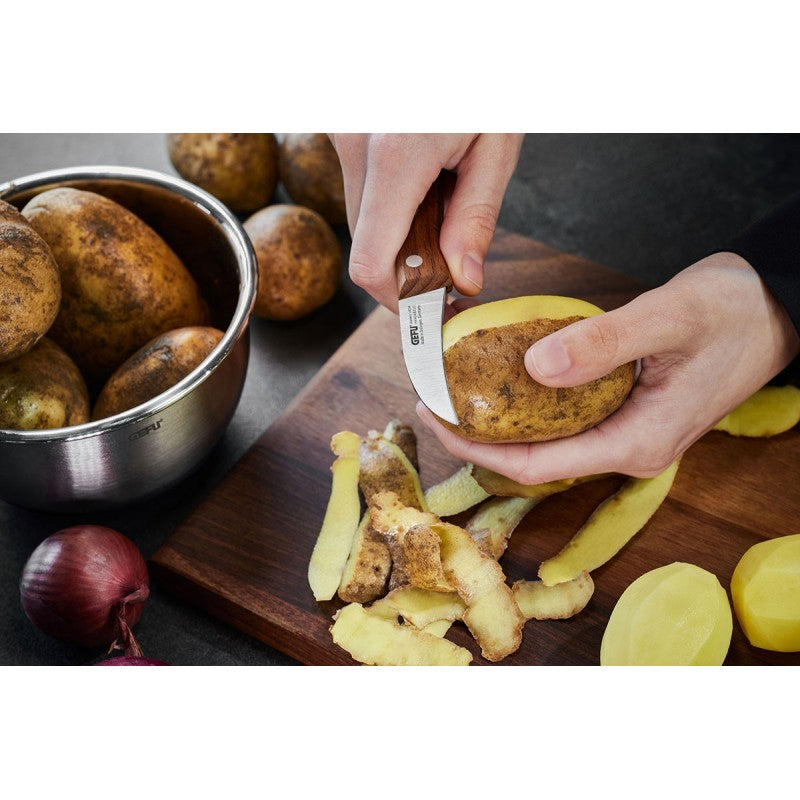 Couteau éplucheur Hummeken en acier inoxydable et bois de noyer Gefu - Mathon - 2