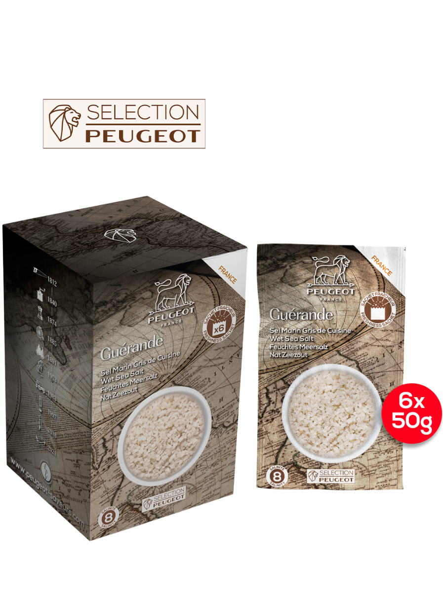 Sel Guérande Sel marin gris de cuisine de Guérande, 300g - 6 sachets fraicheur de 50g Peugeot - Mathon - 1