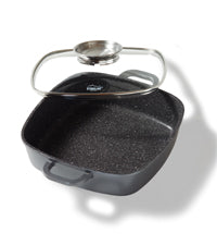 Poêle carrée 24 x 24 cm, avec couvercle en verre arômatiseur Stoneline - Mathon - 1