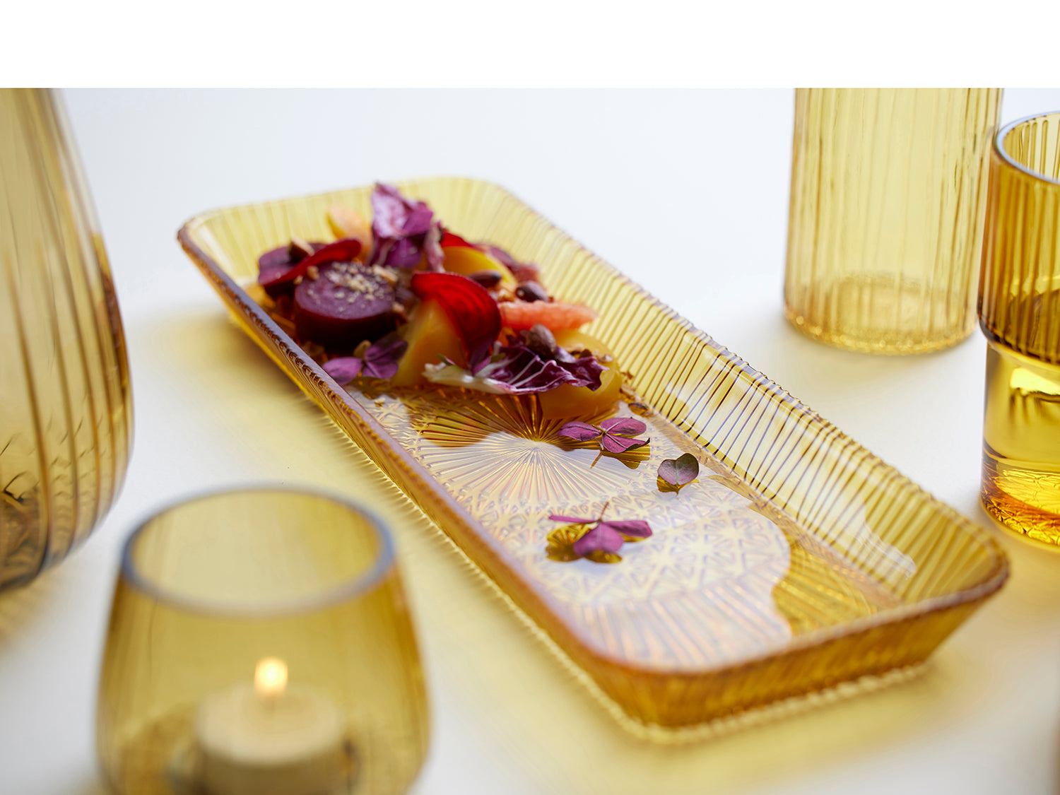 Plat de service rectangulaire KUSINTHA en verre Ambre Bitz - Mathon - 6