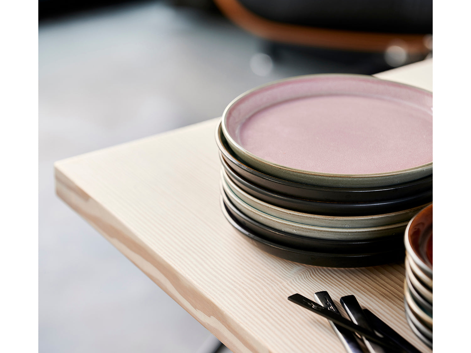 Assiette GASTRO en grès Gris/Rose clair Bitz - Mathon - 5