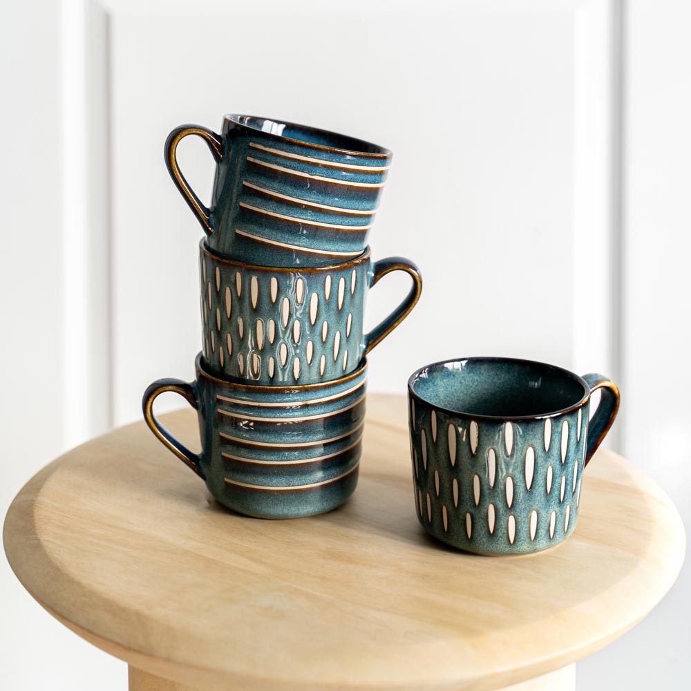 Coffret de 4 mugs Helsinki bleu 44 cl Table passion - Mathon - 2