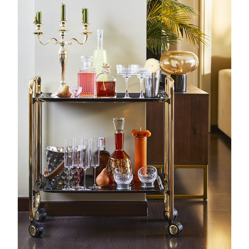 Desserte pliante 2 niveaux avec roulettes – structure recouverte d