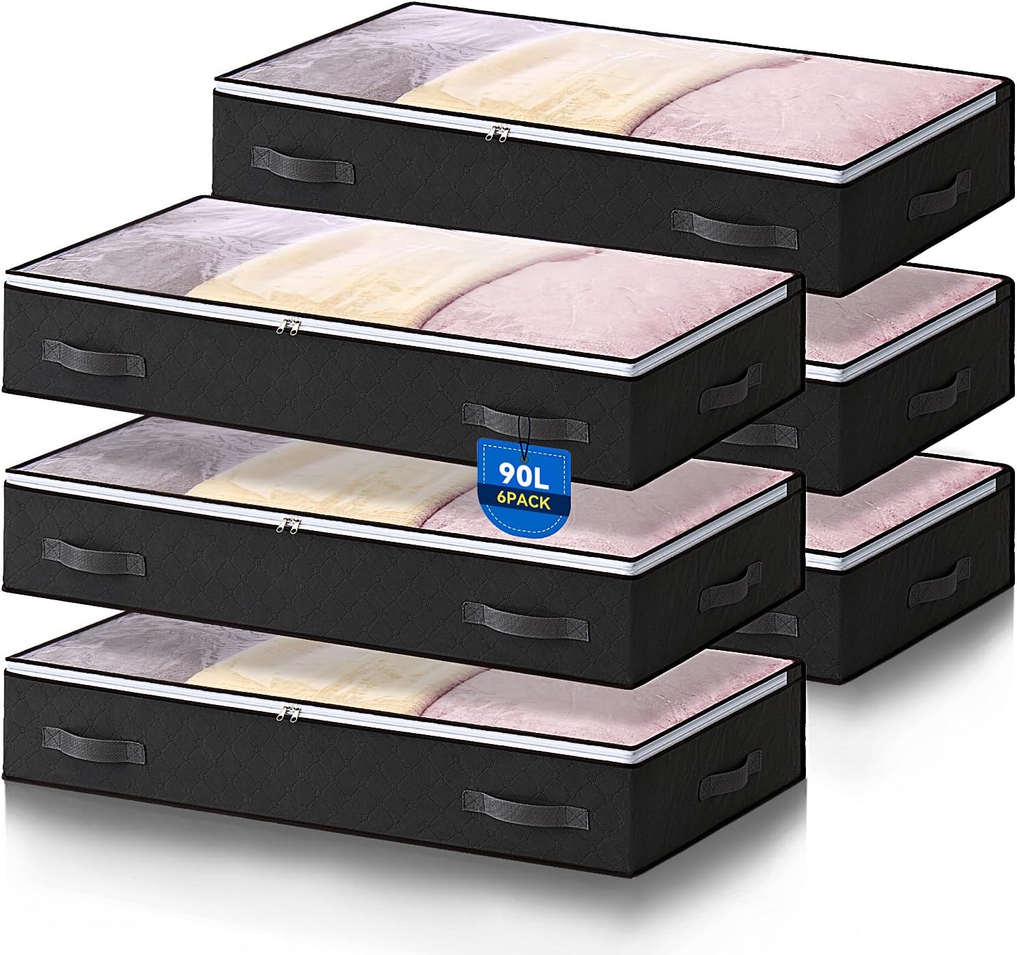 Lot de 6 Sacs de Rangement Noirs Pliables 90L Vendos85 - Mathon