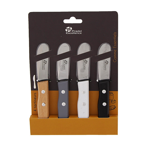 Set de 4 tartineurs 6 cm avec manche en bois de pin Essentiels  Pradel Excellence - Mathon