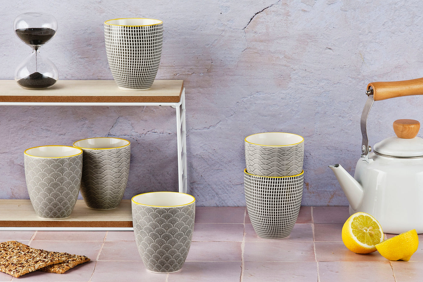 Lot de 6 mugs en porcelaine gris 30cl Björn - Mathon - 2