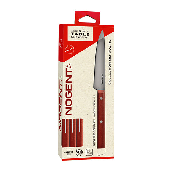 Coffret de 4 couteaux de table Silhouette rouge vin Nogent - Mathon