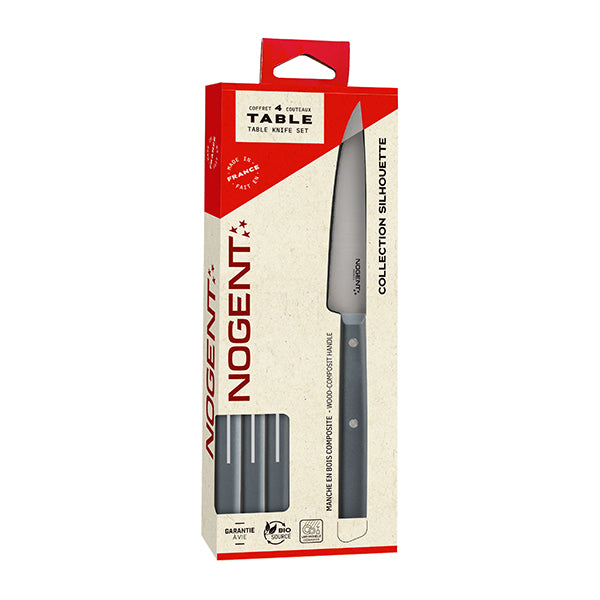 Coffret de 4 couteaux de table Silhouette bleu-gris Nogent - Mathon