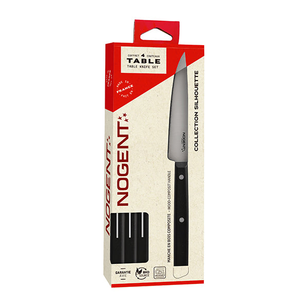 Coffret de 4 couteaux de table Silhouette noir Nogent - Mathon