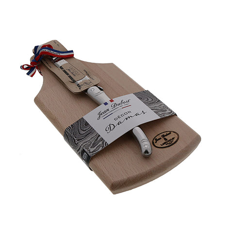 Planche apéritive en hêtre 26 × 11 cm et couteau Laguiole tout inox Damas Jean Dubost - Mathon