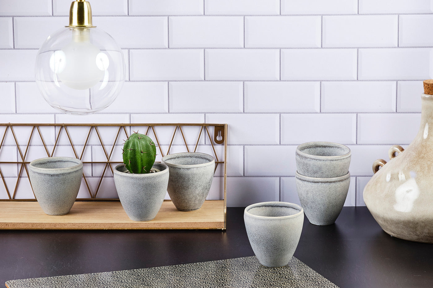 Lot de 6 tasses en grès gris D8 Björn - Mathon - 2