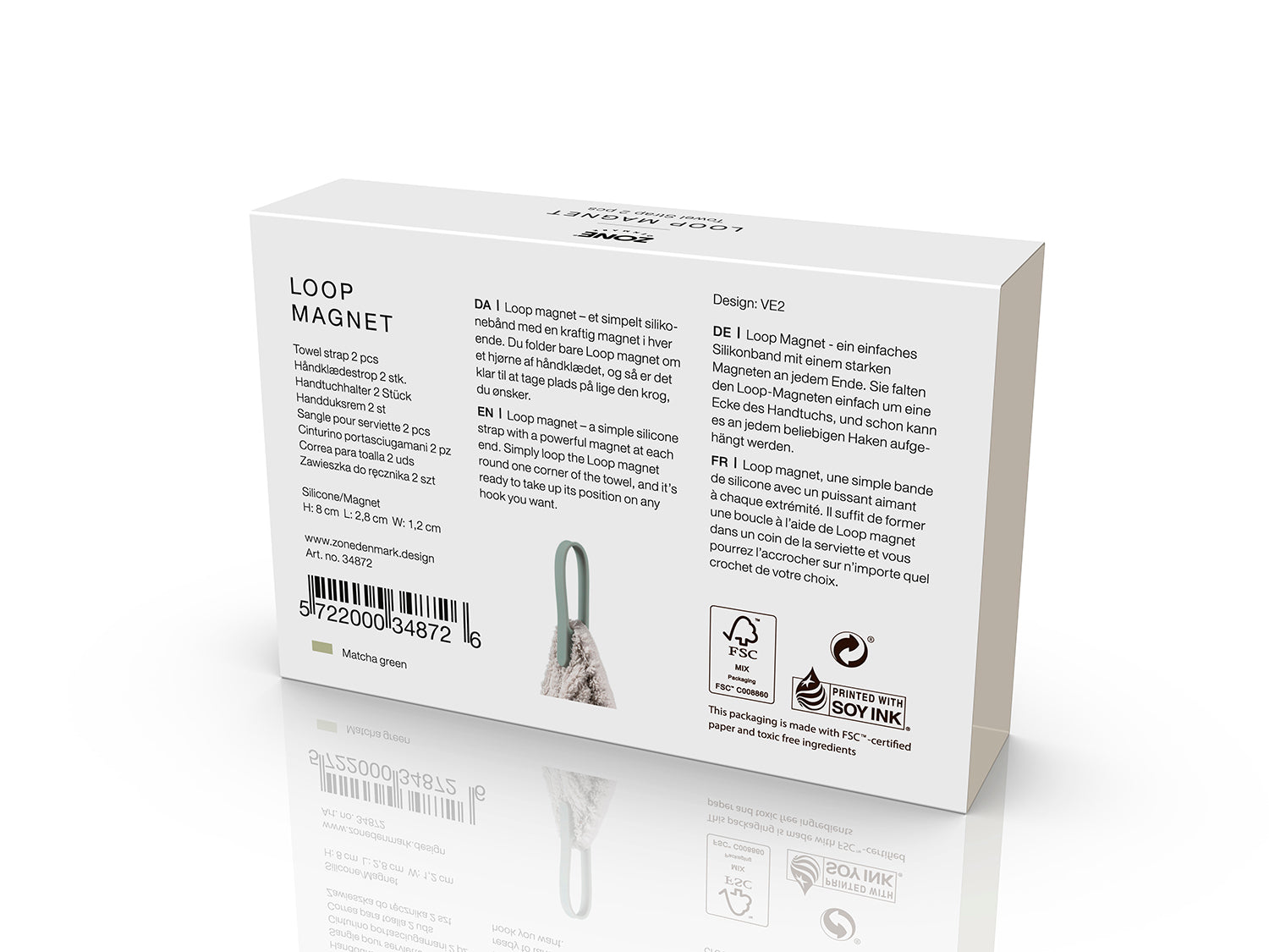 Sangle pour serviette Loop magnet en Silicone/Aimant Vert matcha Zone Denmark - Mathon - 4