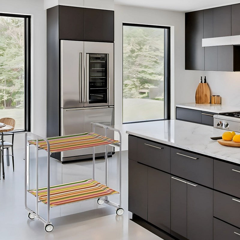 Desserte pliante 2 niveaux avec roulettes – structure gris aluminium, bauhaus Don Hierro - Mathon - 3