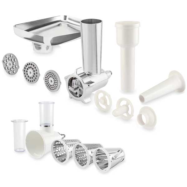 Lot kit hachoir à viande et kit tranchoir et râpes pour robot pâtissier  Mathon - Mathon - 1