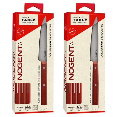 Lot de 2 coffrets de 4 couteaux de table Silhouette rouge vin Nogent - Mathon