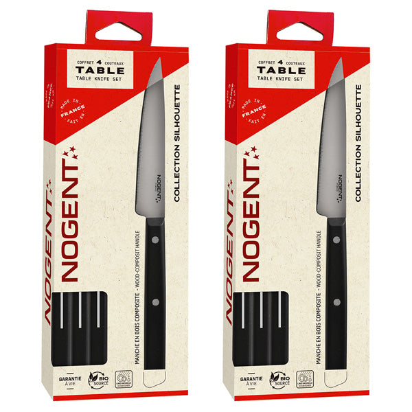 Lot de 2 coffrets de 4 couteaux de table Silhouette noir Nogent - Mathon