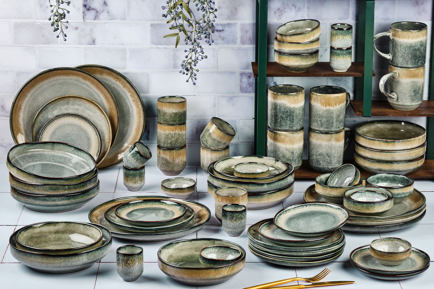 Lot de 60 set complet en grès gris D Björn - Mathon - 2