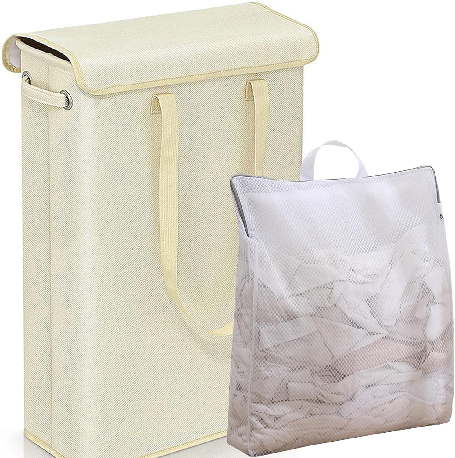 Panier à Linge Blanc Pliable avec Sac Amovible – 45L Vendos85 - Mathon