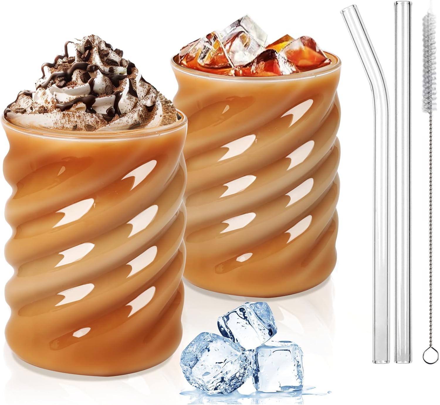 Lot de 2 Verres Borosilicate avec Paille 350 ml Vendos85 - Mathon