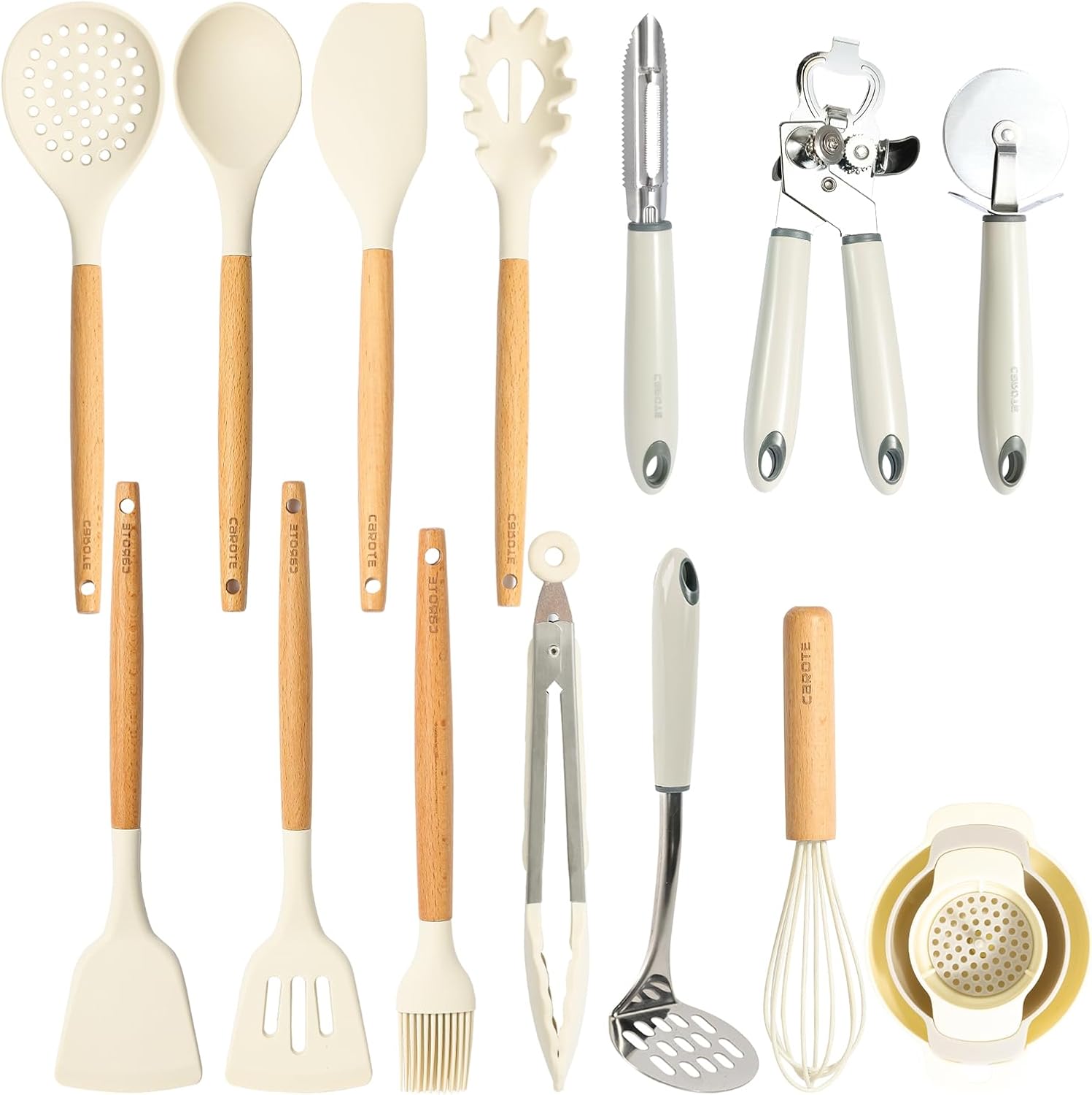 Set de 16 Ustensiles de Cuisine Silicone Résistant à la Chaleur blanc Vendos85 - Mathon