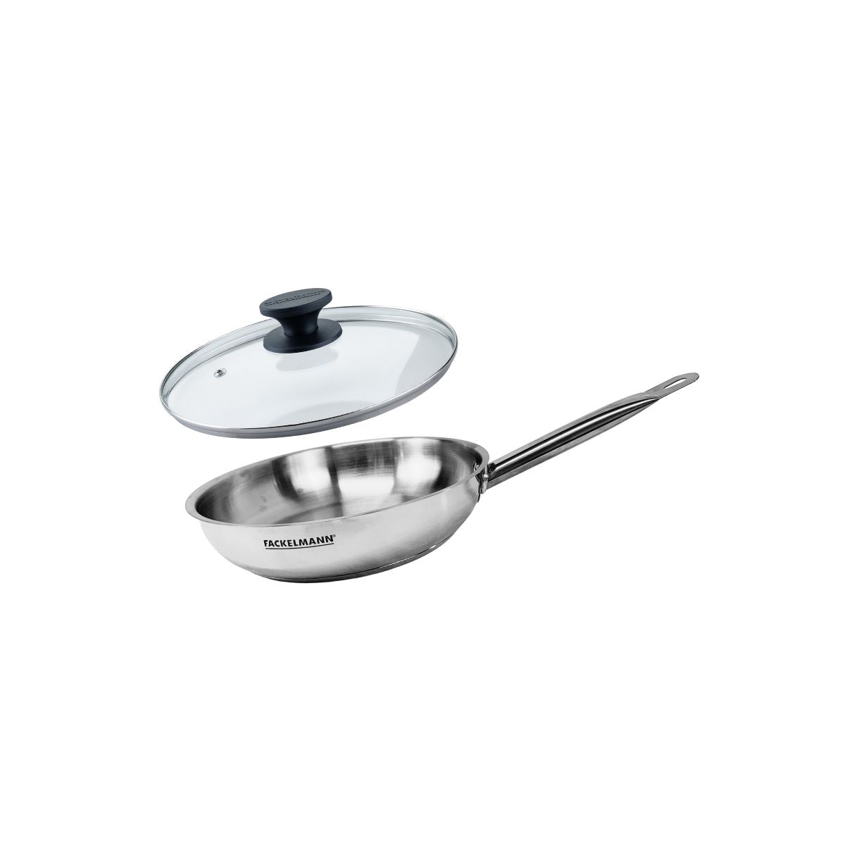 Set de 1 poêle de 24 cm en inox et couvercle en verre  Eterna Fackelmann - Mathon - 1