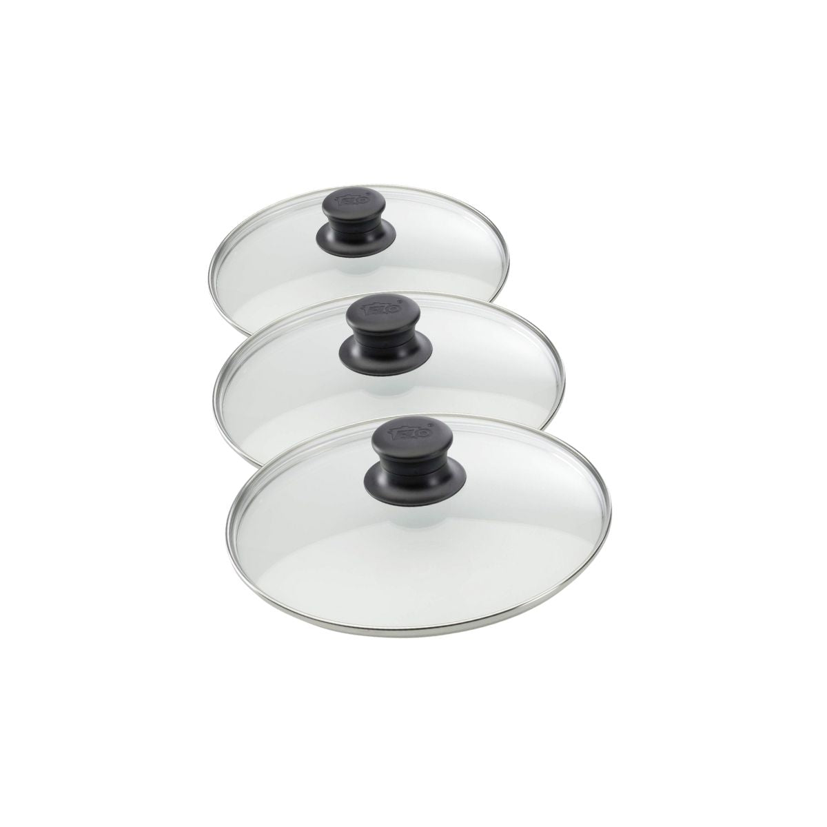 Set de 3 couvercles de cuisson en verre 20 cm 24 cm et 28 cm Elo - Mathon - 1